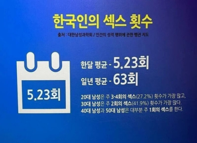 한국인의 평균 ㅅㅅ 횟수