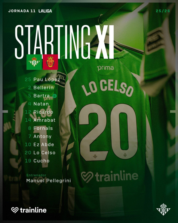 [공홈] [라리가 11R] 레알 베티스 발롬피에 vs RCD 마요르카 선발 라인업